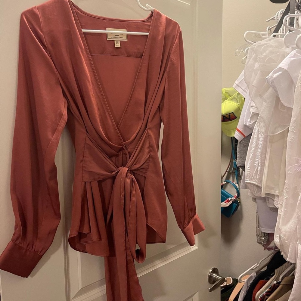 Anthropologie silk wrap top size S/4
